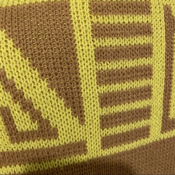 Pearl yellow and brown open cardigan sweater size small - Picture 6 of 7